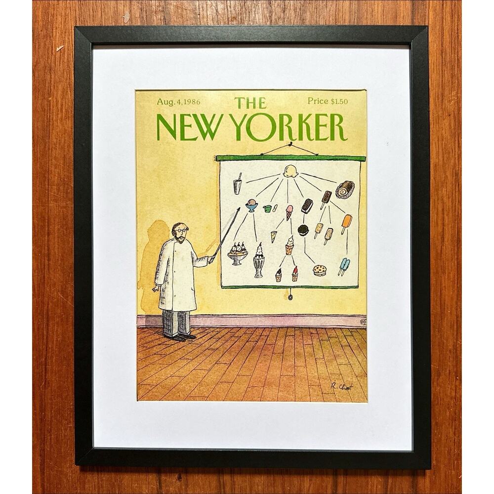 Framed 1986 The New Yorker Magazine August 4 Cover Roz Chast Ice Cream Chart